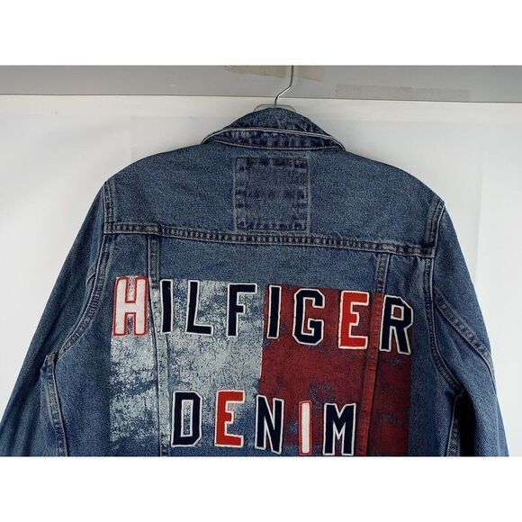 Tommy Hilfiger  Graffiti Logo Denim Jean Vintage Jacket Mens Sz Small Rare 90s. - Picture 5 of 16
